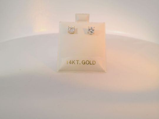 Princess Cut Stone Gold Stud Earrings