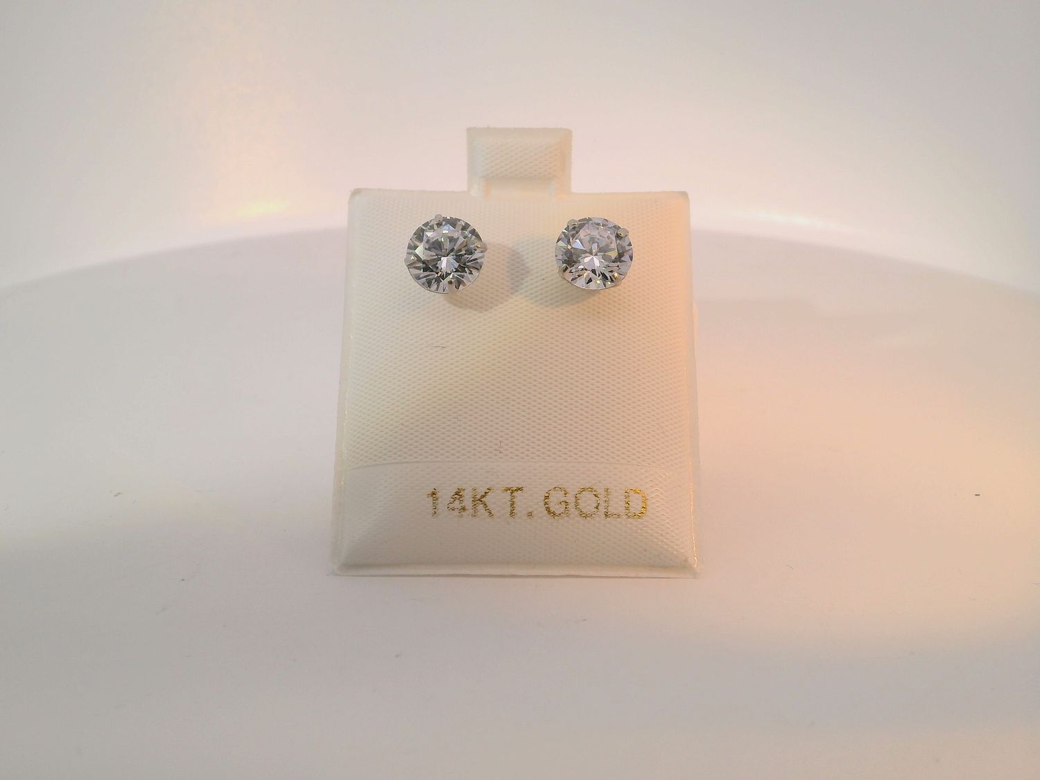 14K White Gold Stud Earrings with stone