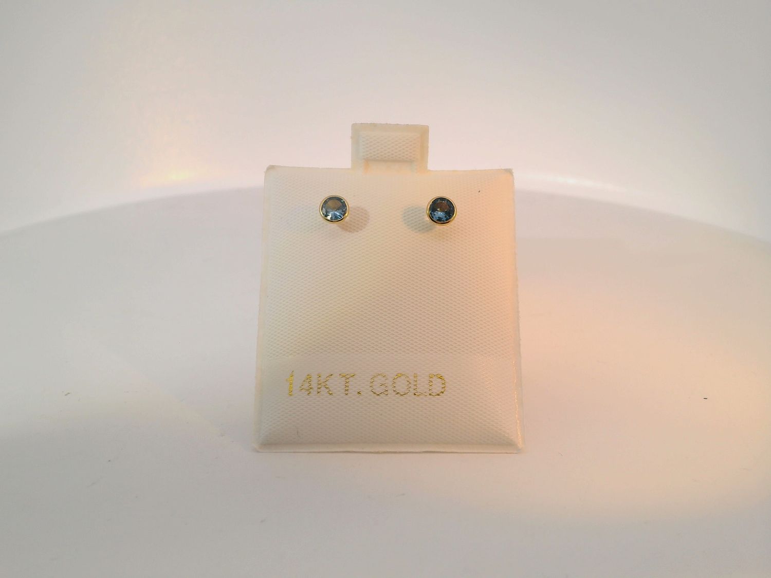 14K Gold Stud Earrings with Blue Topaz