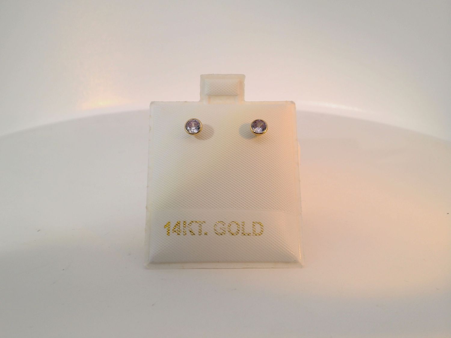 14K Gold Stud Earrings with Round Amethyst Gemstones
