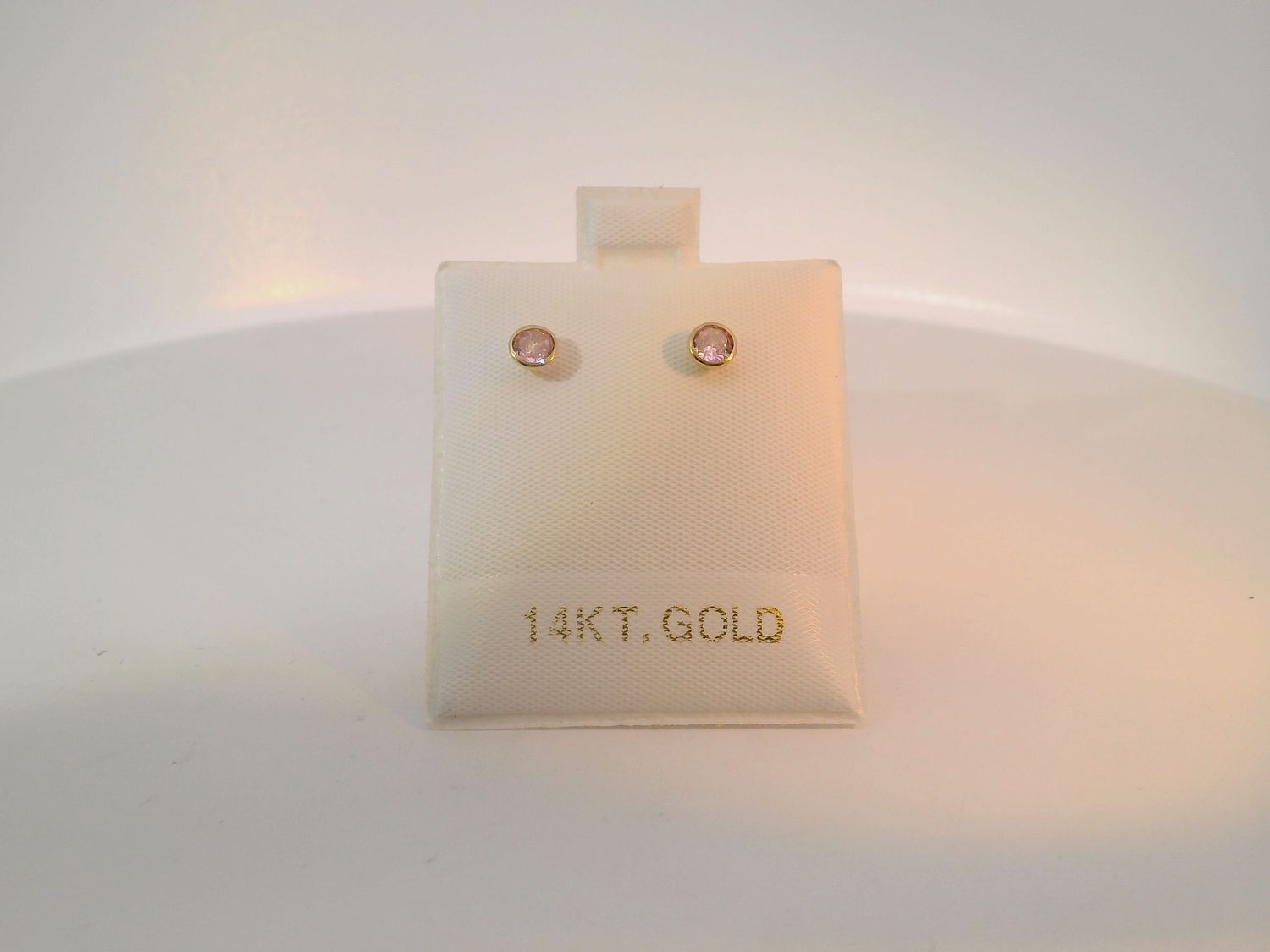 Gold Stud Earrings with Reddish-Purple Quartz