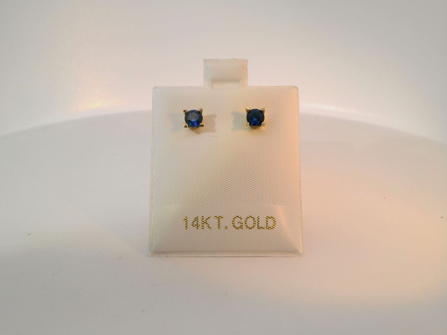 Gold Stud Earrings with Royal Blue Sapphire
