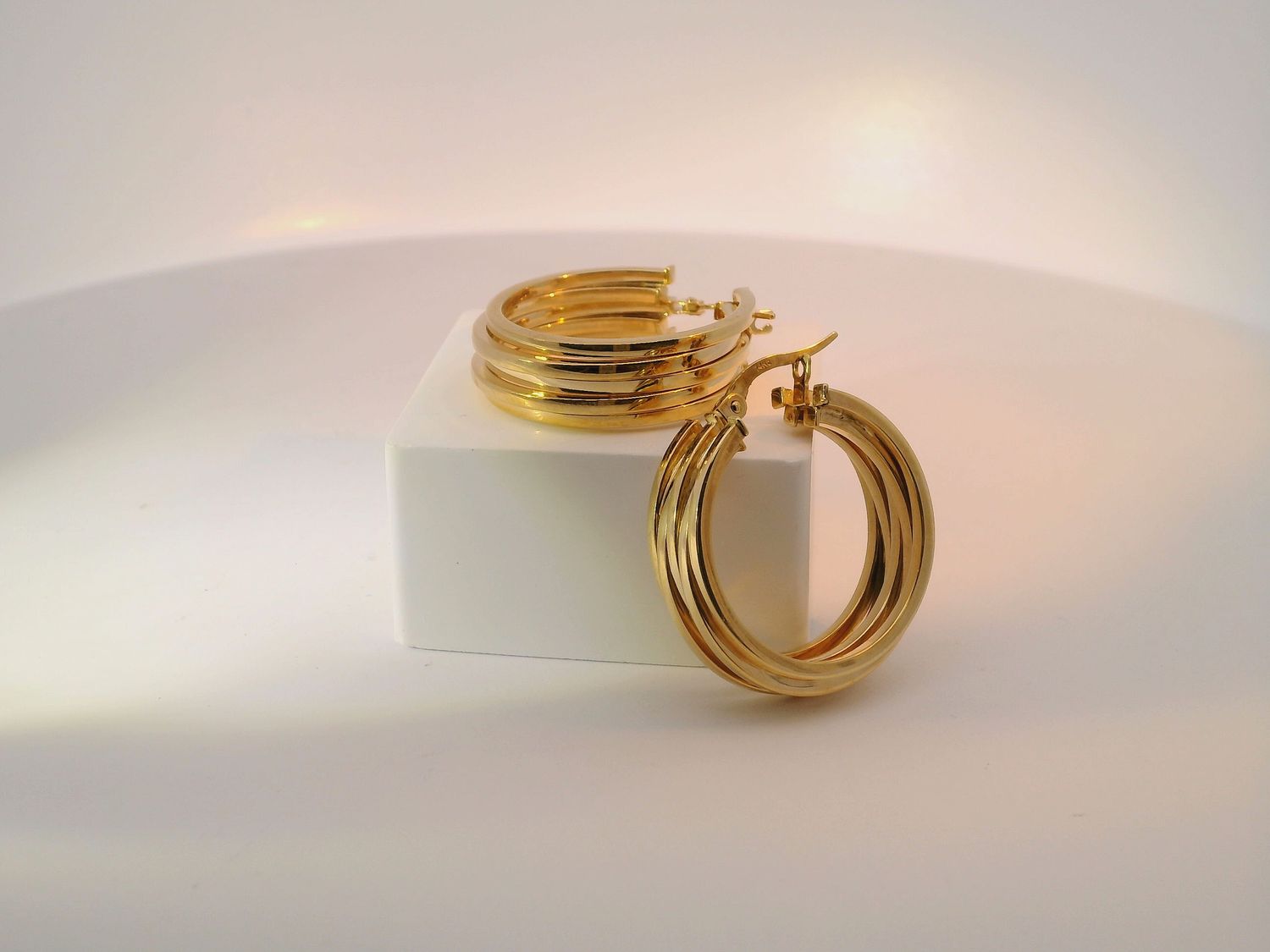 14k Golden Triple-Hoop Earrings