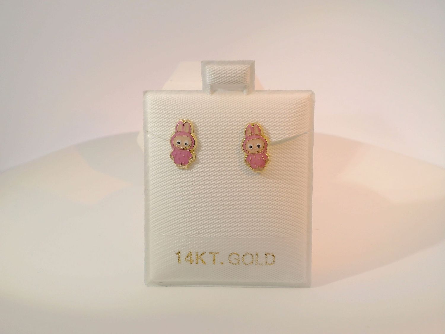 14K Yellow Gold Labubu Stud Earrings