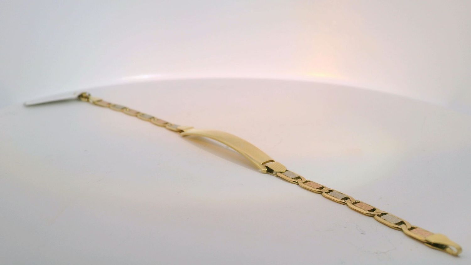 Tri-Color Gold Chain ID Bracelet