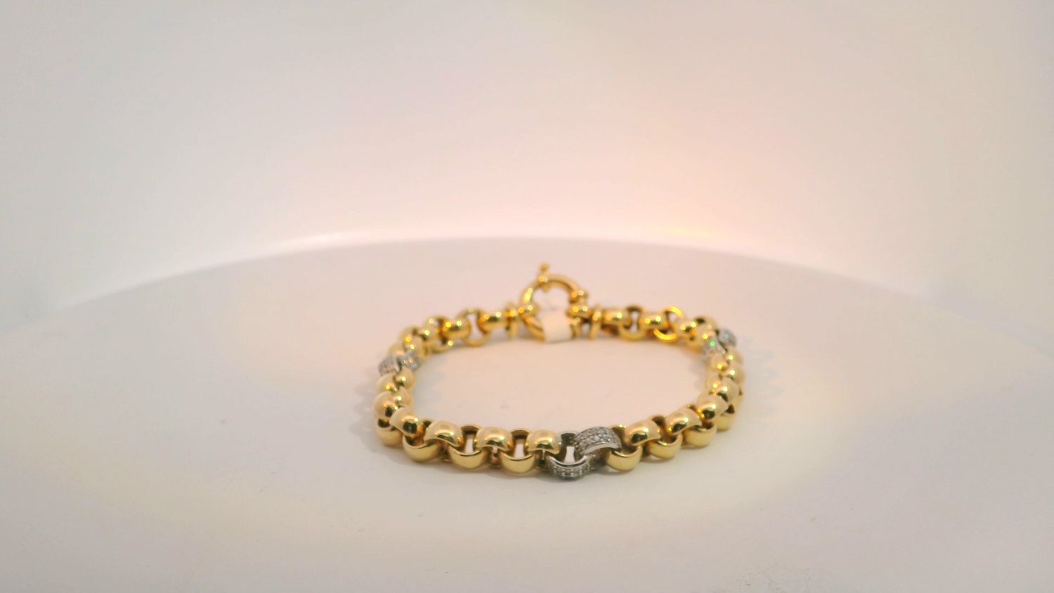 Diamond-Accented Yellow 14K Gold Chain Bracelet
