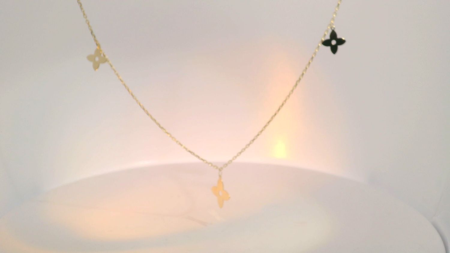 Delicate Yellow 14K Gold Floral Charm Chain Necklace