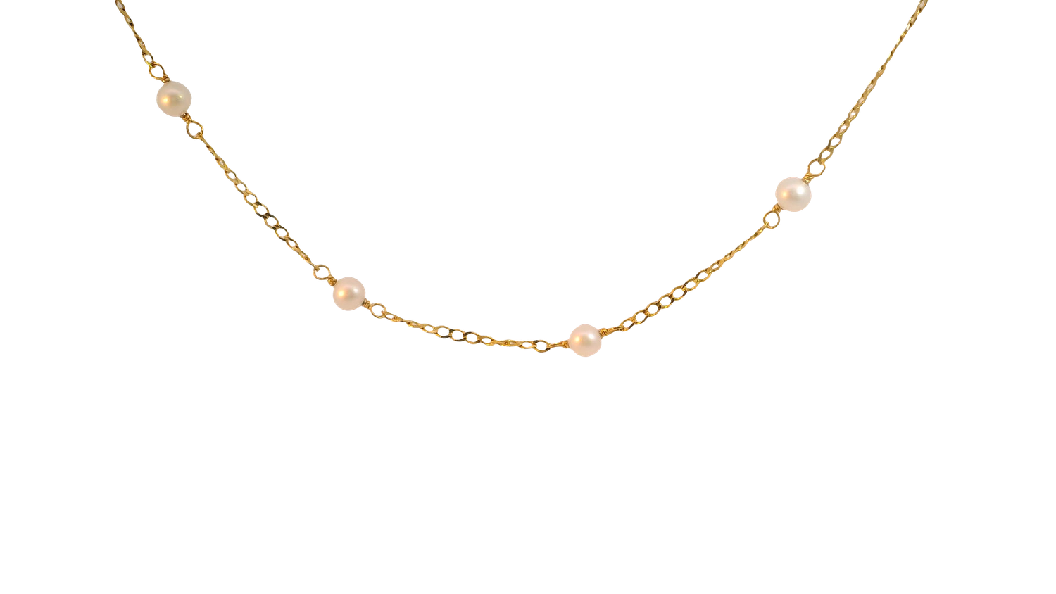Elegant 14k Gold Necklace with Pearl Round Beads