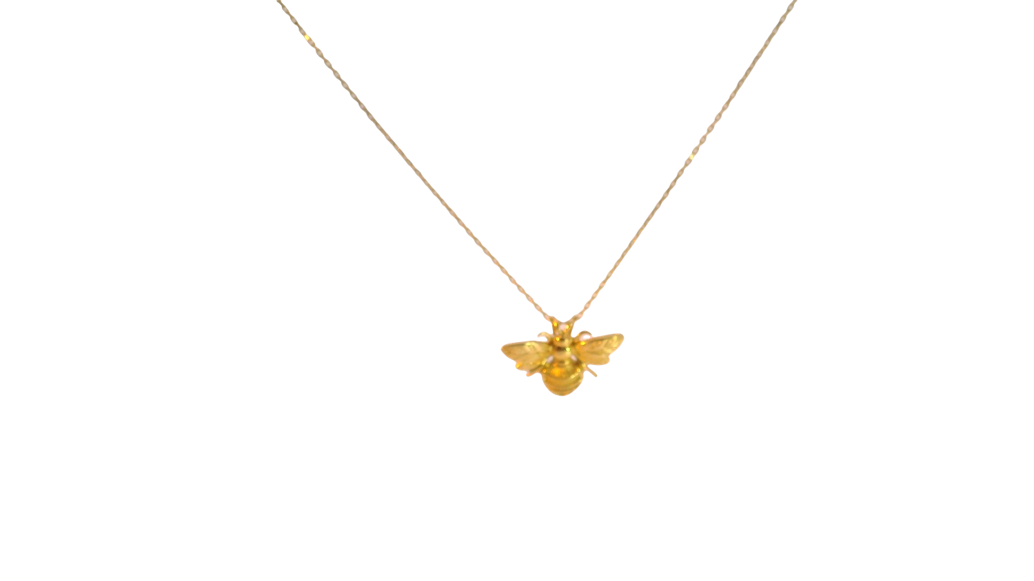 Yellow 14k Gold Bee Charm Necklace