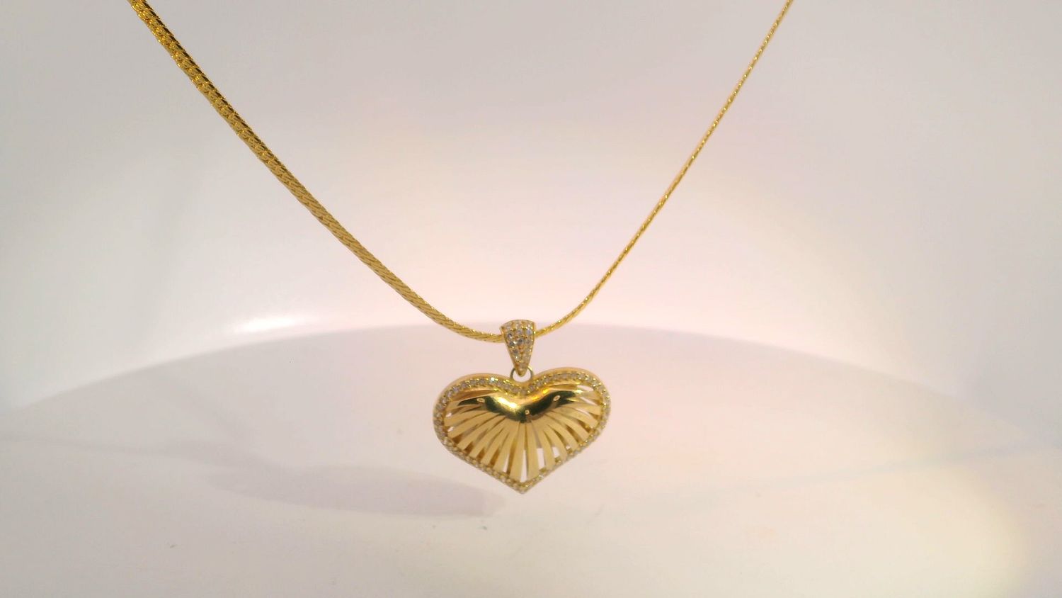 Yellow 14k Gold Heart Pendant And Necklace