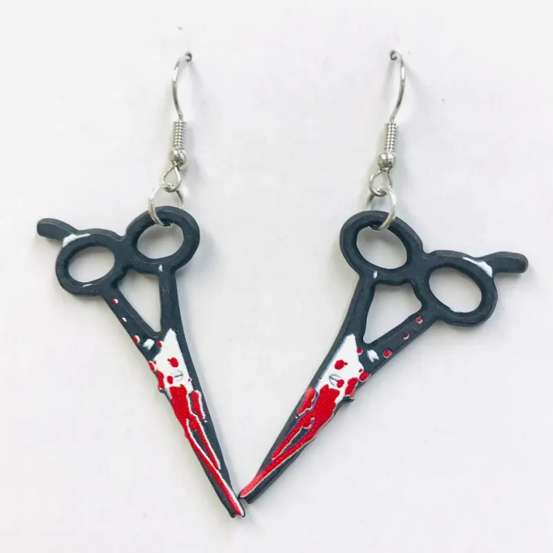 Bloody Scissors Earrings Horror Halloween