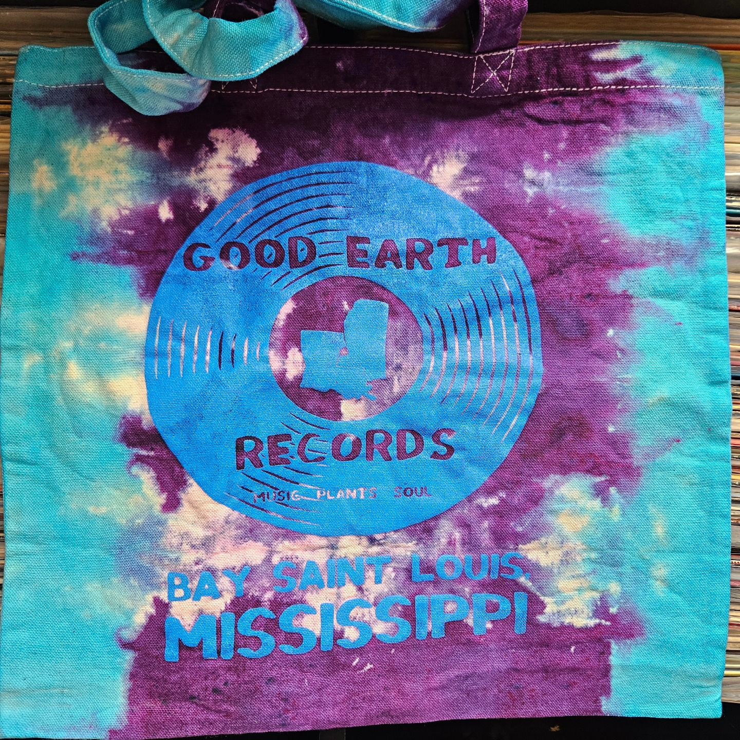 Good Earth Records Tie Dye Tote Bag - Blue &amp; Purple