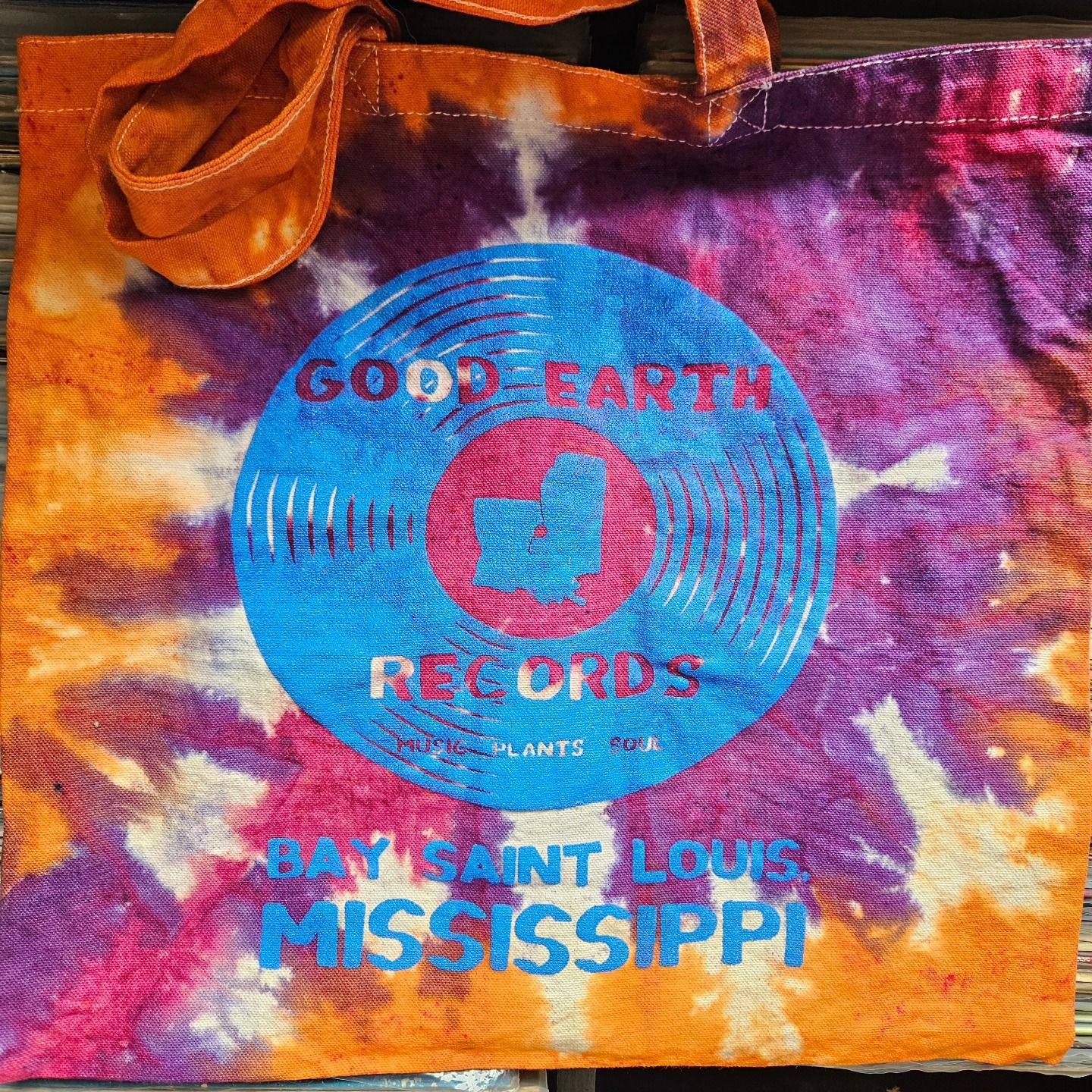 Good Earth Records Tie Dye Tote Bag - Orange &amp; Purple