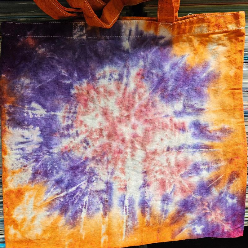 Good Earth Records Tie Dye Tote Bag - Orange &amp; Purple