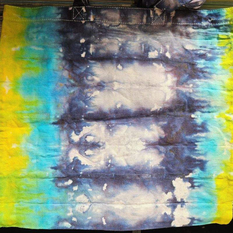 Good Earth Records Tie Dye Tote Bag -Blue, Yellow, Orange