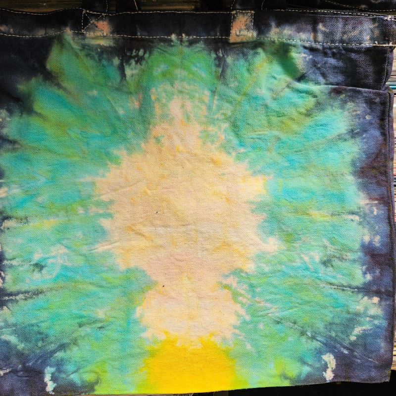 Good Earth Records Tie Dye Tote Bag - Yellow &amp; Blue 