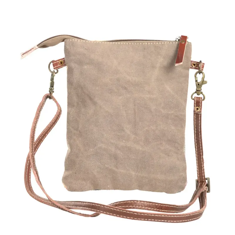 Recycled Rug with Cowhide Crossbody - Compact Design