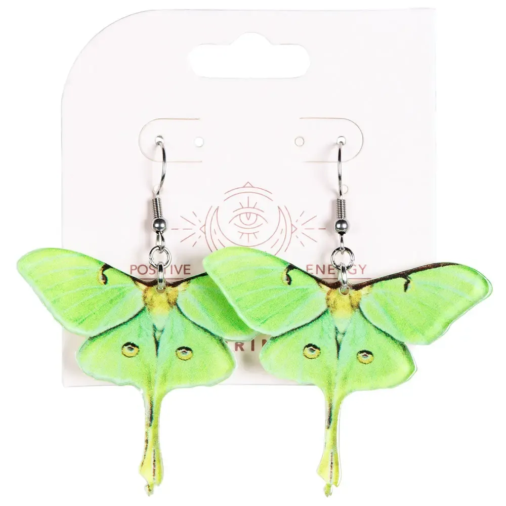 Green Acrylic Moth Earrings
