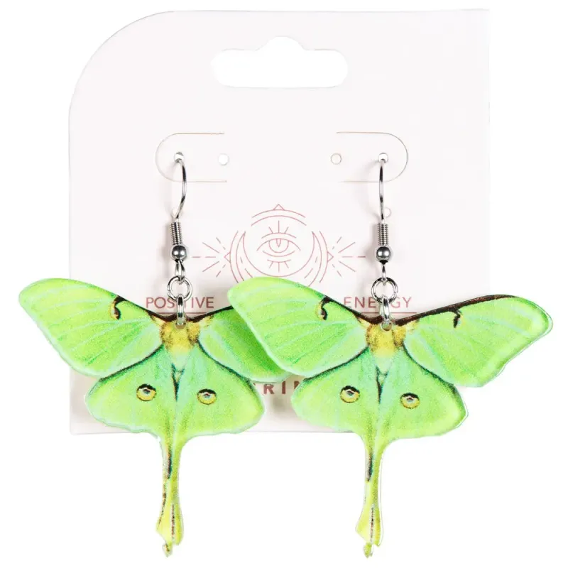 Green Acrylic Moth Earrings