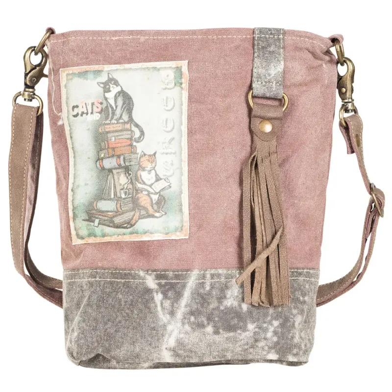 Cats &amp; Books Crossbody Bag