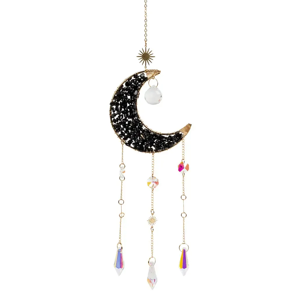 Black Obsidian Crescent Moon