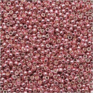 #15 Toho Seed Beads, Galvanized Pink Lilac Permanent Finish, 8 Grams, 1x1mm