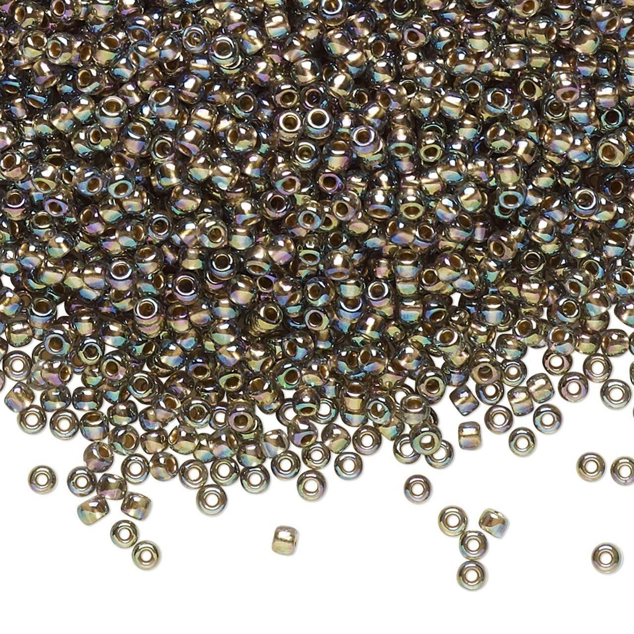 #15 Toho Seed Beads, Gold Lined Black Diamond, 8 Grams, 1x1mm