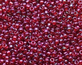 #15 Toho Seed Beads, Gold Lustered Raspberry, 8 Grams, 1x1mm