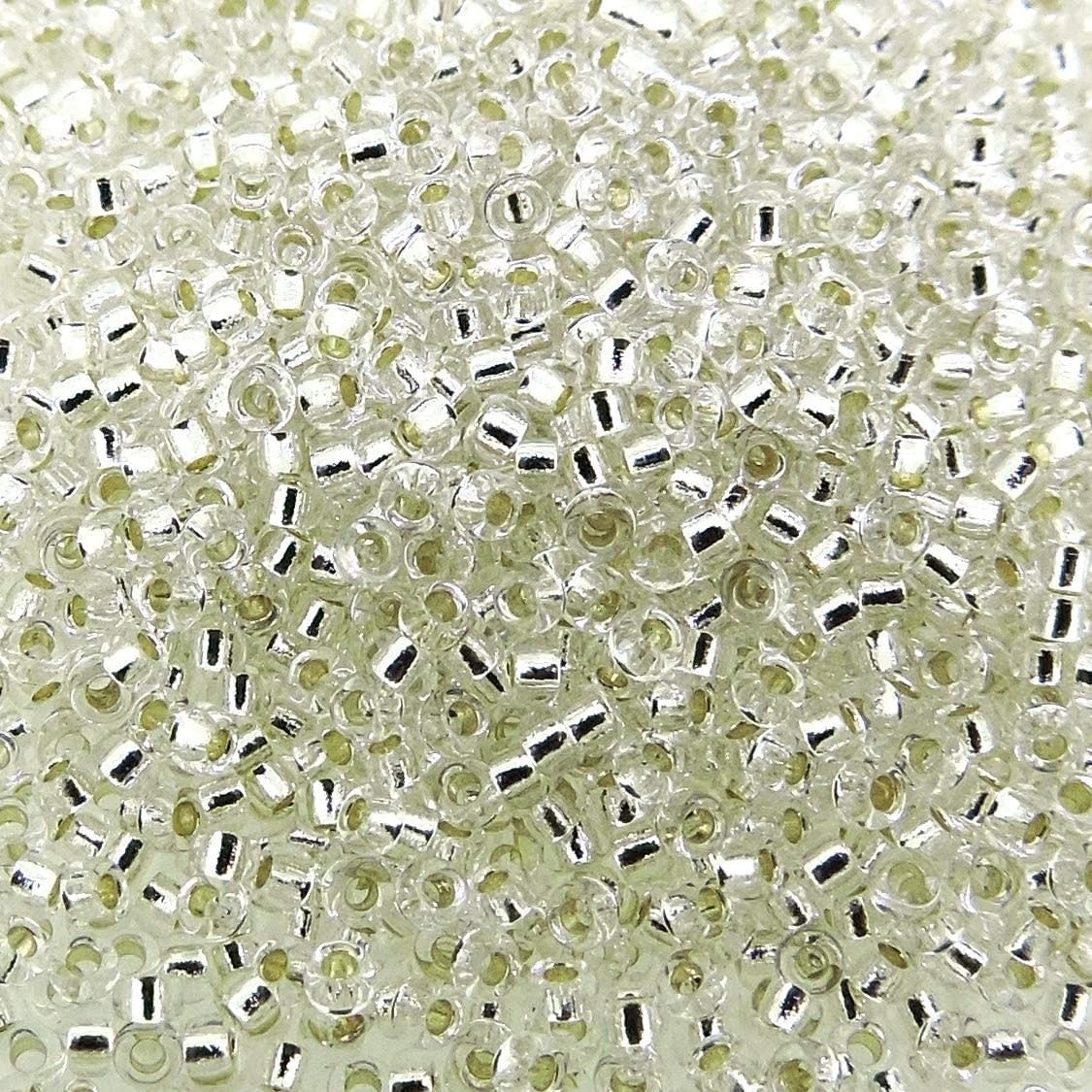 #15 Toho Seed Beads, Silver Lined Crystal, 8 Grams, 1x1mm