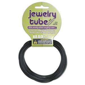 2mm Rubber Jewelry Tube , Black, 5 Yards