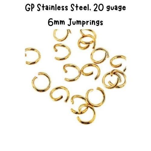 6mm GP Stainless Steel Jumprings, Approx 50pcs, 20 Gauge, 6x0.8mm, 8gms/0.28oz