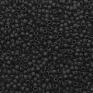 #15 Toho Seed Beads, Semi Glazed Frosted Jet Black, 8 Grams, 1x1mm