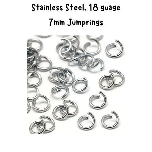 7mm Stainless Steel Jumprings, Approx 100pcs, 18 Guage, 7x1mm, 11gms/0.39oz