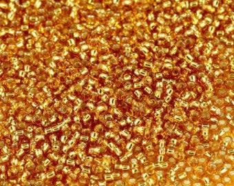 #15 Toho Seed Beads, Silver Lined Topaz, 8 Grams, 1x1mm
