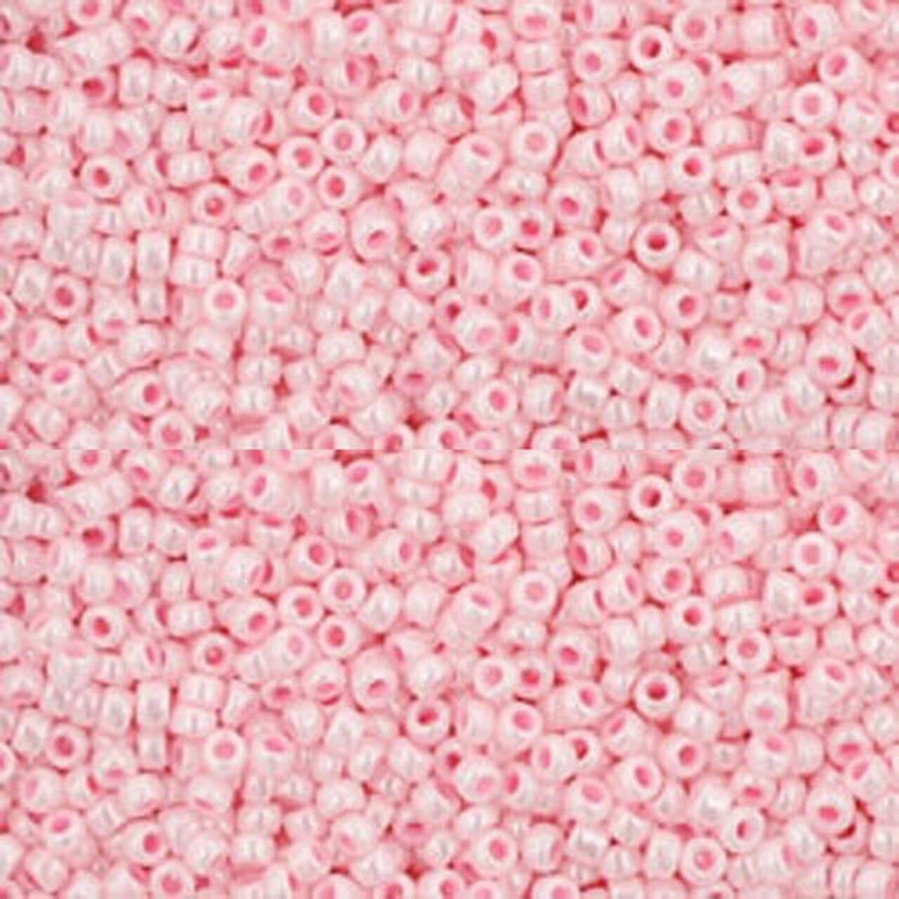 #15 Toho Seed Beads, Opaque Luster Baby Pink, 8 Grams, 1x1mm