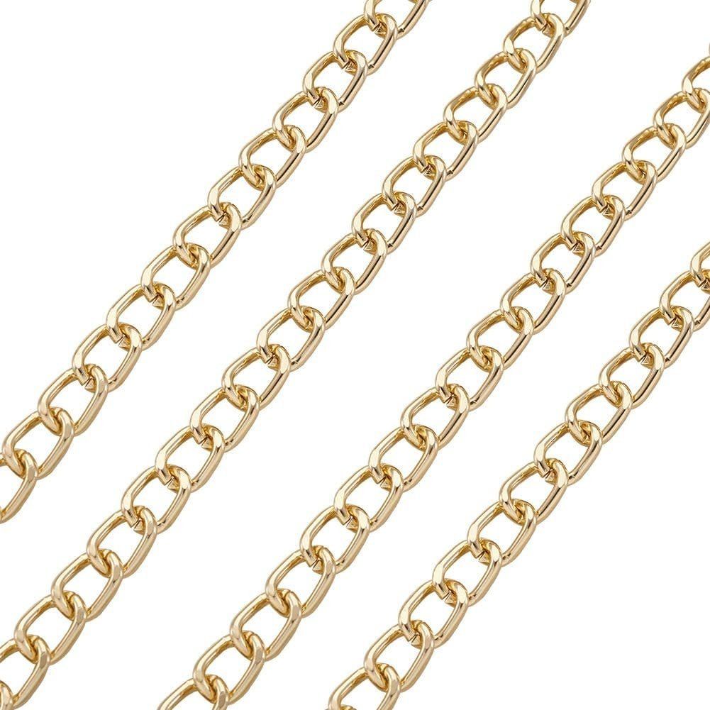 GP Aluminum, Curb Chain, Light Gold, 7.5x5.5x1.4mm, 16 Feet, 75gms/2.65oz