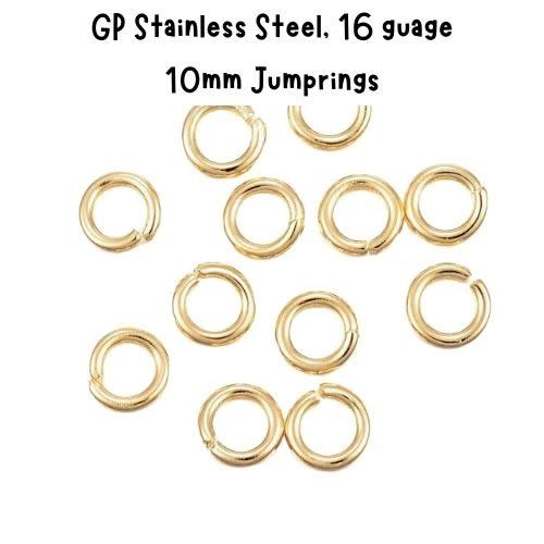 10mm GP Stainless Steel Jumprings, Approx 40pcs, 16 Guage, 10x1.5mm, 14gms/0.49oz