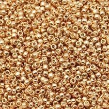 #15 Toho Seed Beads, Galvanized Rose Gold, Permanent Finish, 8 Grams, 1x1mm
