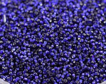#15 Toho Seed Beads, Silver Lined Cobalt Blue, 8 Grams, 1x1mm