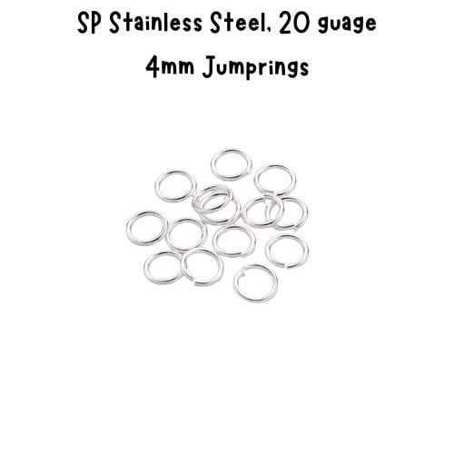 4mm Sp Stainless Steel Jumprings, Approx 50pcs, 20 Guage, 4x0.8mm, 5gms/0.18oz