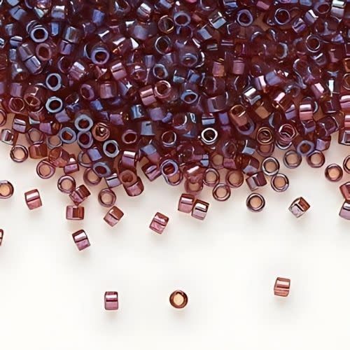 #11 Delica Seed Beads, Transparent Raspberry Ab, DB104-TB, Approx 1440 Beads, 1 two inch tube, 7.2 grams