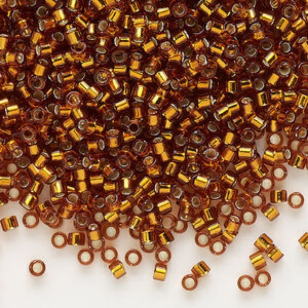 #11 Delica Seed Beads, Silver Lined Dark Topaz, DB144-TB, Approx 1440 Beads, 1 two inch tube, 7.2 grams