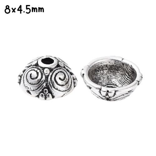 SP Pewter Bead Caps, Approx 50pcs, 8x4.5mm, Hole 2mm, Fits 8~10mm Beads, 19gms/0.67oz