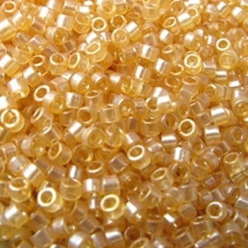 #11 Delica Seed Beads, Transparent Light Topaz Luster, DB099-TB, Approx 1440 Beads, 1 two inch tube, 7.2 grams