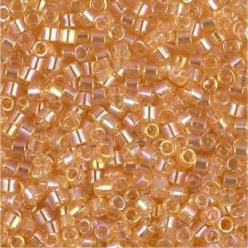 #11 Delica Seed Beads, Transparent Light Topaz Ab/Rainbow, DB099-TB, Approx 1440 Beads, 1 two inch tube, 7.2 grams