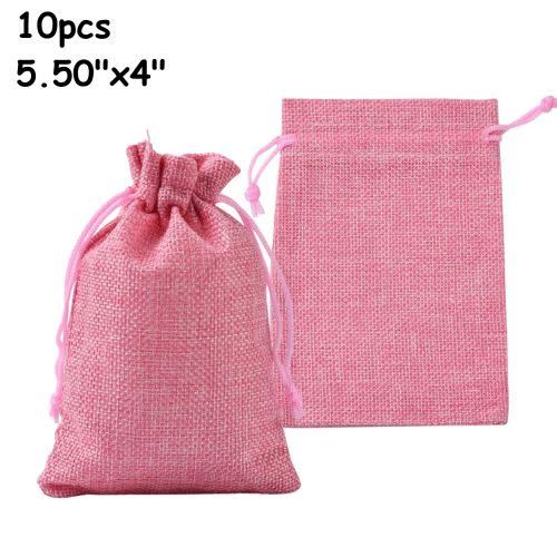 5.5&#39;&#39;x4&#39;&#39; Drawstring Pouches/Bags, 10pcs, Pink, Polyester, 99gms/3.49oz