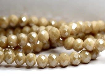 8x6mm Faceted Rondelles, Approx 65pcs, 16&quot; Strand, Mixed Pink Tones Plated AB, Hole 1mm, Glass Beads, 29gms/1.02oz