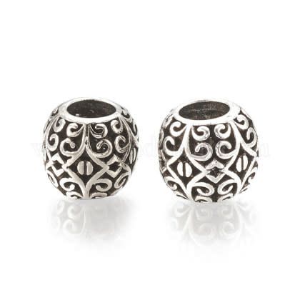BARREL ALLOY BEADS, ANTIQUE SILVER, 11X9MM, W/4MM HOLE, 6PCS, 12GMS