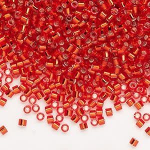 #11 Delica Seed Beads, Silver Lined Red Orange, DB043-TB, Approx 1440 Beads, 1 two inch tube, 7.2 grams