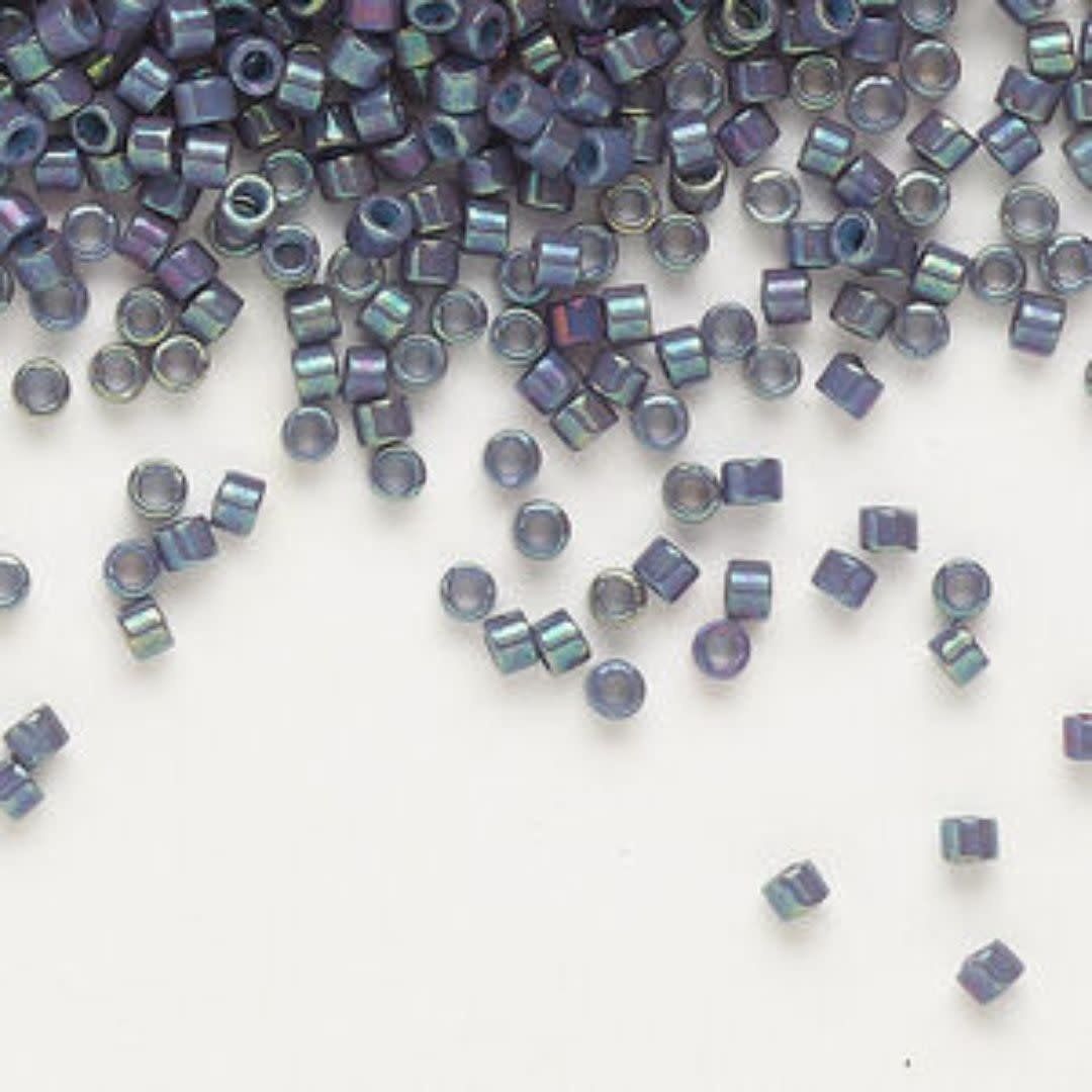 #11 Delica Seed Beads, Opaque Dark Grey Ab/Rainbow Luster, DB132-TB, Approx 1440 Beads, 1 two inch tube, 7.2 grams